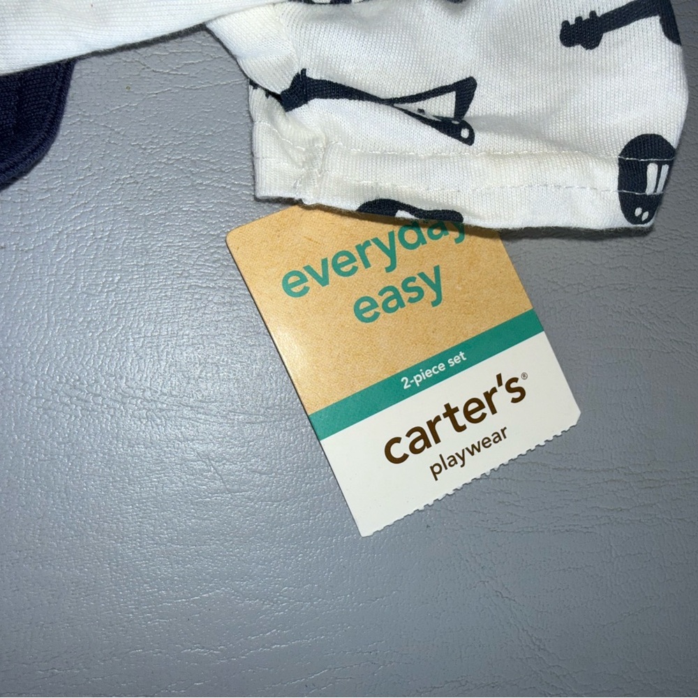 Carter's Navy and White Guitar Print Kids Matching Set - Picture 3 of 3